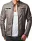 Redbridge Herren Jacke Übergangsjacke Biker Kunstleder Echtleder Baumwolle mit gesteppten Bereichen (M, Grau - Kunstleder)
