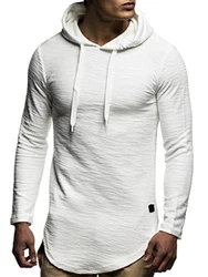 Leif Nelson Herren Kapuzenpullover Slim Fit Basic Kapuzenshirt LN6300 weißer/schwarzer/Ecru (LN6300)