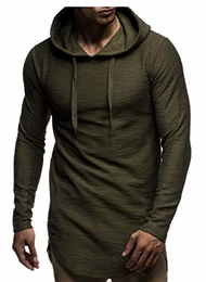 Herren Kapuzenpullover Slim Fit Baumwolle-Anteil Basic weißer Männer Hoodie Kapuzenshirt Pulli Langarm Jungen schwarzer Pullover-Shirt mit Kapuze LN6300 Khaki Medium