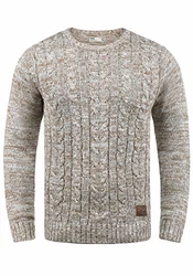 !Solid Philemon Herren Winter Pullover Strickpullover Grobstrick Zopfstrick mit Rundhalsausschnitt Dune (5409)