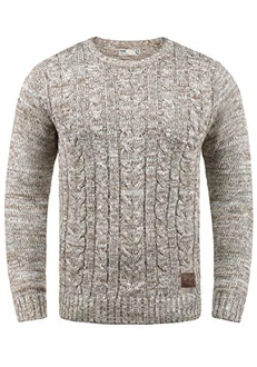 !Solid Philemon Herren Winter Pullover Strickpullover Grobstrick Zopfstrick mit Rundhalsausschnitt Dune (5409)