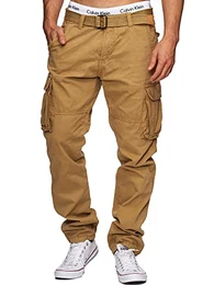 Herren William Cargohose aus Baumwolle m. 7 Taschen inkl. Gürtel Outdoorhose Amber M