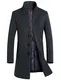 Vogstyle Herren Winter Slim Fit Wollmantel Business Überzieher Schlank Lange Windbreaker Jacken Dick Grau M