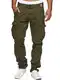Indicode Herren William Cargohose aus Baumwolle m. 7 Taschen inkl. Gürtel   Lange Regular Fit Cargo Hose Baumwollhose Freizeithose Wanderhose Trekkinghose Outdoorhose für Männer Army M