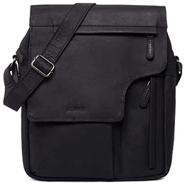 Amsterdam Leder-Umhängetasche I Kleine Umhängetasche aus echtem Büffel-Leder I Vintage Look I Laptoptasche 13 Zoll I Ledertasche I Bürotasche I Business Tasche I 29x32x10cm