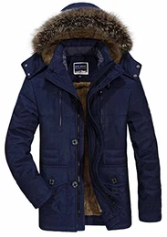SZYYSD Herren Winter Warm Baumwolle Militär mit Kapuze Jacken Mäntel Mens Military Hooded Coat Jacket Parka (EU/DE Small, Blau)