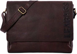 LEABAGS Oxford Umhängetasche Leder Laptoptasche 15 Zoll Merlot