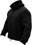 TACVASEN Herren Fleecejacke Military Outdoor Winddichte Jacke mit Kapuze Schwarz