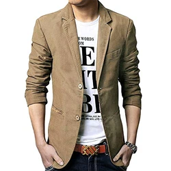 Allthemen Sakko Herren Jackett Sportlich Slim Fit Freizeit Blazer Khaki