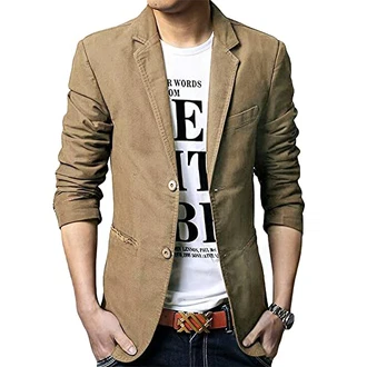 Allthemen Sakko Herren Jackett Sportlich Slim Fit Freizeit Blazer Khaki