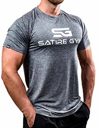 ® - Fitness Slim Fit T-Shirt Herren/Funktionelles & schnell trocknendes Sportshirt Herren Kurzarm – Herren Fitness Shirt als Bodybuilding Shirt & Workout Gym Shirt (M, grau meliert)