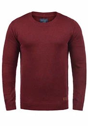 Blend BHLars Herren Strickpullover Feinstrick Pullover mit Rundhals-Ausschnitt Baumwollmischung Regular fit, Größe:L, Farbe:Andorra Red (73811)