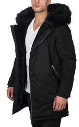 warme Herren Winter Jacke Winterjacke Parka Biker Mantel B387 [B387-Osaka-Schwarz-Gr.M]