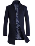 Vogstyle Herren Winter Slim Fit Wollmantel Business Überzieher Schlank Lange Windbreaker Jacken Blau