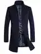 Vogstyle Herren Winter Slim Fit Wollmantel Business Überzieher Schlank Lange Windbreaker Jacken Blau M