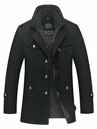 Herren Warm Wollmantel Stehkragen Wintermantel Kurzmantel Winter Jacke Business Freizeit Style4 Black M