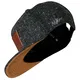 Nebelkind Snapback Cap Provocateur Lederpatch Grau Melierter Stoff Echtleder Größenverstellbar Unisex One Size