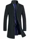 Vogstyle Herren Winter Slim Fit Wollmantel Business Überzieher Schlank Lange Windbreaker Jacken Grau M