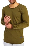 Leif Nelson Herren Pullover Rundhals-Ausschnitt Longsleeve LN6302 Schwarz/Khaki (LN6302)