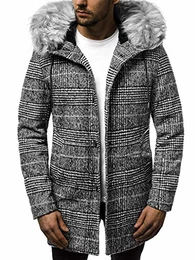Herren Mantel Wintermantel Trenchcoat Jacke Übergangsjacke Coat Winter Herbst Lang Warm Stehkragen Reverskragen Elegant Klassischer Outdoor Gepolstert 777/6873P M