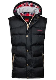 BOLF Herren Weste Jacke Kapuze Übergangszeit Steppweste FREESTEP K113 Schwarz M [4D4]