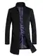 Vogstyle Herren Winter Slim Fit Wollmantel Business Überzieher Schlank Lange Windbreaker Jacken Schwarz M