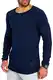 Leif Nelson Herren Pullover Rundhals-Ausschnitt Schwarzer Männer Longsleeve dünner Pulli Sweatshirt Langarmshirt Crew Neck Jungen Hoodie T-Shirt Langarm Oversize LN6302 Dunkel Blau Small