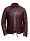 BRANDSLOCK Herren Echtes Lammfell Leder Biker Jacke Burgund