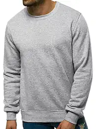 Herren Sweatshirt Pullover Langarm Farbvarianten Langarmshirt Pulli ohne Kapuze Baumwolle Baumwollemischung Classic Basic Rundhals-Ausschnitt Sport J. Style 2001-10 M GRAU