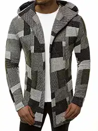 Herren Pullover Lange Strickjacke Kapuzenpullover Strickpullover Arbeitspullover Sweater Sweatshirt Kapuze Longstrickjacke Winterpullover Weinachtpullover 3501 M GRÜN