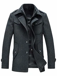 Herren Warm Wollmantel Stehkragen Wintermantel Kurzmantel Winter Jacke Business Freizeit Style6 Grey M