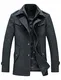 Lavnis Herren Warm Wollmantel Stehkragen Wintermantel Kurzmantel Winter Jacke Business Freizeit Style6 Grey M