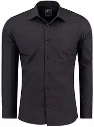 J''''S FASHION Herren-Hemd - Vergleichssieger 2019* - Slim-Fit - Langarm-Hemd - Bügelleicht - EU Größen: S bis 6XL - Schwarz M