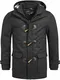 Indicode Herren Ervin Dufflecoat aus hochwertiger Wollmischung mit Stehkragen & Kapuze   kurzer gefütterter Wintermantel Lange Jacke Wollmantel Herrenmantel Mantel für Männer Black L