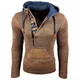 Rusty Neal Herren Pullover Strick Kapuze Kapuzenpullover Verschluss Bauchtasche A1-RN13277, Größe:L, Farbe:Camel