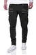 MT Styles Zipper Biker Jeans Slim Fit Hose RJ-3196 [Schwarz, W32/L32]