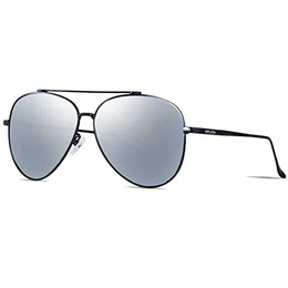 SIPLION Herren Pilotenbrille Polarisierte Sonnenbrille 8002-Silver