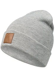 Leatherpatch Winter Mütze Beanie (Grey)