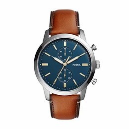 Herren Chronograph Quarz Uhr mit Leder Armband FS5279