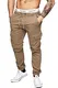 Indicode Herren Levi Cargo Cargo Hose Freizeithose Militär Army Chino Feldhose Outdoorhose Rangerhose Stoffhose Leinenhose, White Pepper, M