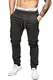 Indicode Herren Levi Cargo Cargo Hose Freizeithose Militär Army Chino Feldhose Outdoorhose Rangerhose Stoffhose Leinenhose, Raven, M