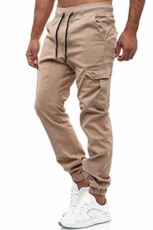 Tazzio Herren Cargo Chino Regular Fit Jogger Hose 16610 Beige