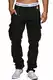Indicode Herren William Cargohose aus Baumwolle m. 7 Taschen inkl. Gürtel   Lange Regular Fit Cargo Hose Baumwollhose Freizeithose Wanderhose Trekkinghose Outdoorhose für Männer New Black M