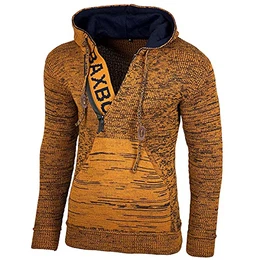 Kapuzenjacke Herren Winter Top Kapuzenpullover Reißverschluss Pulli Sweatshirt Jacke BB-277 Neu, Farbe:Camel, Größe:M