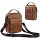 Hengwin Schultertaschen Herren, Kleine Umhängetasche Männer Business-Tasche Messenger Bag Handgelenktasche Handytasche Gürteltasche Reisetasche mit Gürtel Schleife + Schlüsselanhänger (Braun)