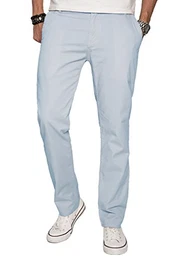 A. Salvarini Herren Designer Chino Stoff Hose Chinohose Regular Fit AS016 AS-016-Hellblau-W32-L30