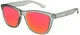 X-CRUZE 9-040 Nerd Sonnenbrillen polarisiert Style Stil Retro Vintage Retro Unisex Herren Damen - grau-transparent matt LW/rot-orange verspiegelt