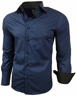 Baxboy Herren-Hemd Slim-Fit Bügelleicht Langarm R-44 Marine (R-44) Baxboy Herren-Hemd Slim-Fit Bügelleicht Langarm R-44 Marine (R-44)