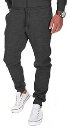 Jogginghose Herren Jogger Männer Baumwolle Jungen Slim Fit 211, Anthrazit, M