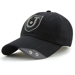 Baumwolle Baseball Cap, Basecap - iParaAiluRy Unisex Baseball Kappen, Baseball Mützen für Draussen, Sport oder auf Reisen - Letter Patch Nieten Lässig Kappe, Mütze (Schwarz)